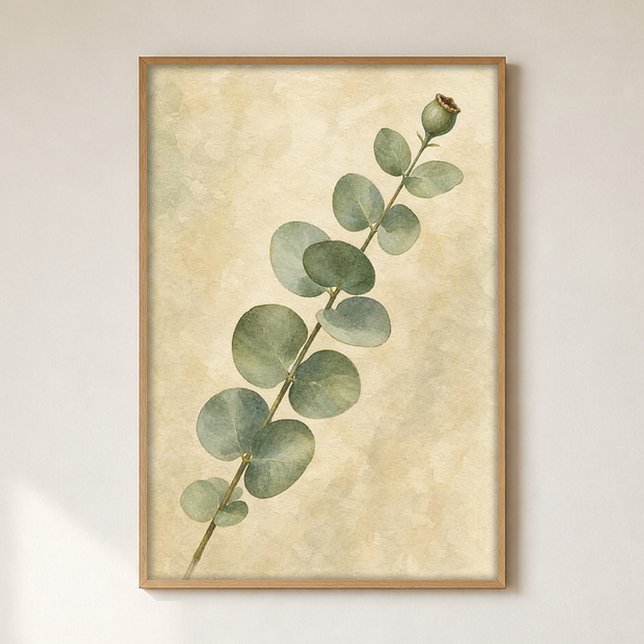 Eukalyptus-Stamm-Studie Wasserfarbenposter Poster (Shown framed for scale. Poster ships unframed; frames are an optional add-on.)