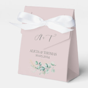 Eukalyptus-Staub-Rosa-Rosé-Initialen-Hochzeit Geschenkschachtel