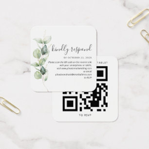 Eukalyptus succulent QR Code Wedding RSVP Card
