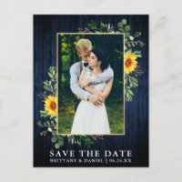 Eukalyptus Sunflower Blue Wood Save the Date