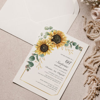 Eukalyptus Sunflower Blumenschrift 60. Geburtstag Einladung