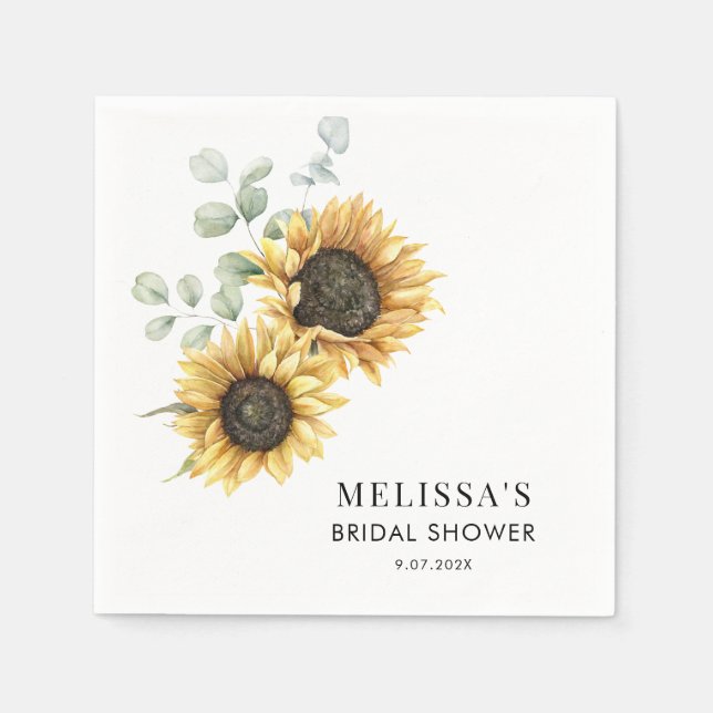 Eukalyptus Sunflower Brautparty Paper Serviette (Vorderseite)