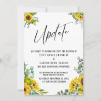 Eukalyptus Sunflower Delayed Wedding Update Card