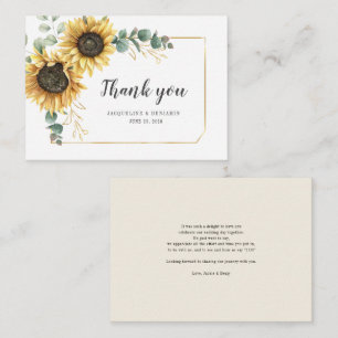 Eukalyptus Sunflower Wedding Budget Danke Karte