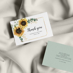 Eukalyptus Sunflower Wedding Budget Vielen Dank Mitteilungskarte