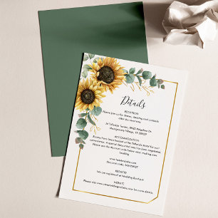 Eukalyptus Sunflower Wedding Details Card