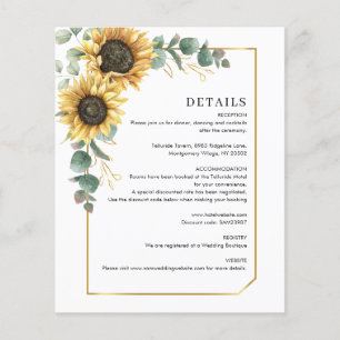 Eukalyptus Sunflower Wedding Details Karte