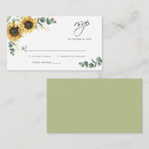 Eukalyptus Sunflower Wedding RSVP Card Mitteilungskarte