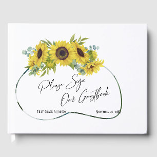 Eukalyptus Sunflowers Handwriting Guestbook Gästebuch