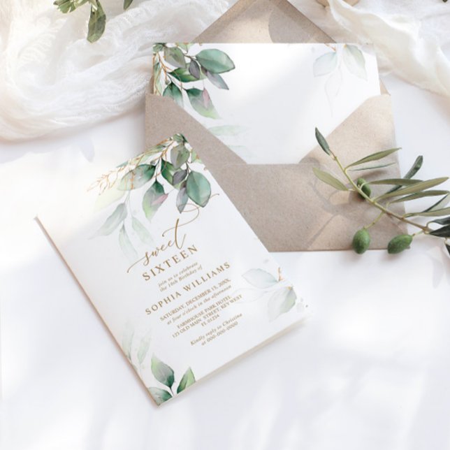 Eukalyptus Sweet 16 Geburtstag Einladung (Von Creator hochgeladen)