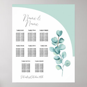Eukalyptus Tabelle 8 Blätter für Hochzeiten Poster