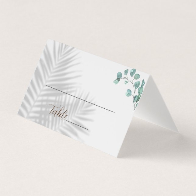 Eukalyptus-Tischnummer und Name-Platzkarten (Vorderseite)