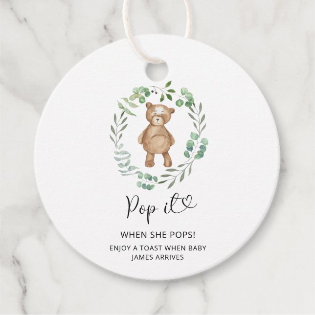 Eukalyptus trägt Pop, wenn sie Pop Baby-Dusche Geschenkanhänger (Vorderseite)