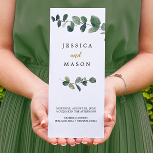 Eukalyptus-Tri-Fold-Hochzeitsprogramm Flyer