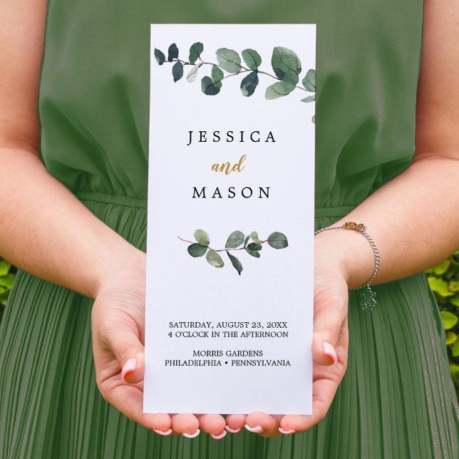 Eukalyptus-Tri-Fold-Hochzeitsprogramm Flyer (Von Creator hochgeladen)