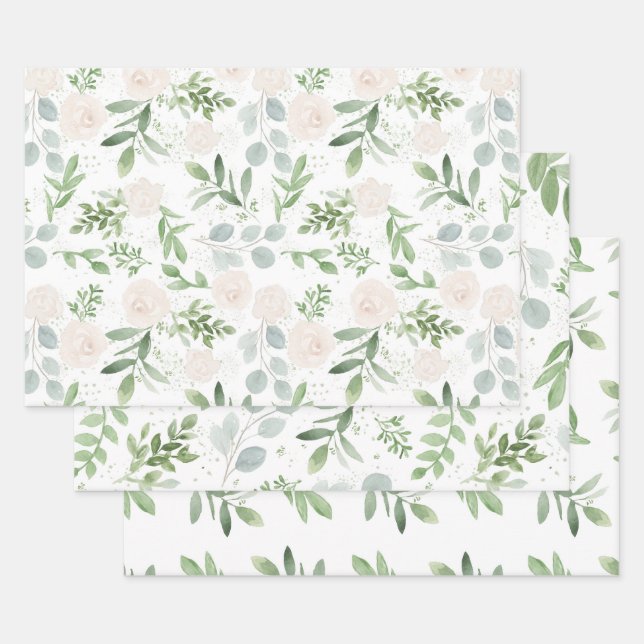 Eukalyptus- und Blush-Papierblätter für Frauen Geschenkpapier Set (Set)