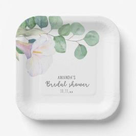 Eukalyptus und calla Blume - Brautparty Pappteller
