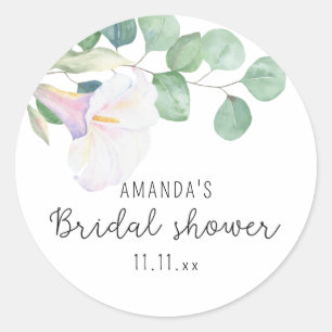 Eukalyptus und calla Blume - Brautparty Runder Aufkleber