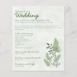 Eukalyptus- und Fern-Rings-Hochzeitsprogramm Flyer