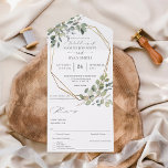 Eukalyptus und Goldrahmen All In One Einladung<br><div class="desc">Versenden Sie Ihre Einladung und UAWG,  während Sie Ihre Gäste mit Ihrem wunderschönen rustikalen Eukalyptus & Gold Rahmen Wedding All in One Einladungen phantastisch machen.</div>
