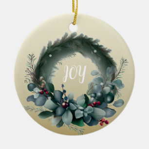 Eukalyptus und Kiefernverzweiger Keramik Ornament