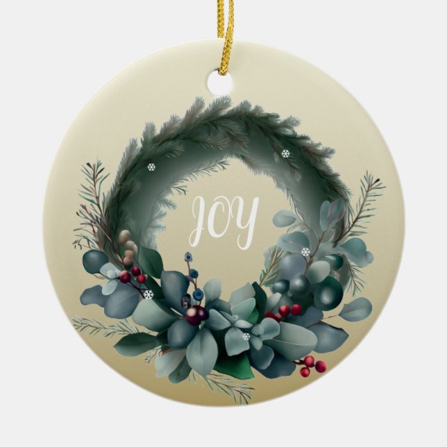 Eukalyptus und Kiefernverzweiger Keramik Ornament (Vorne)