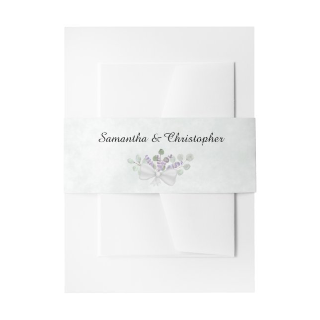 Eukalyptus- und Lavendelblumenhochzeit Einladungsbanderole (Vorderseite Beispiel)