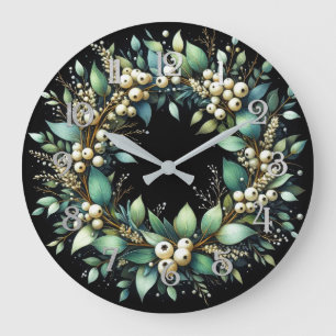 Eukalyptus und Snowberries Kreidekhalle Große Wanduhr