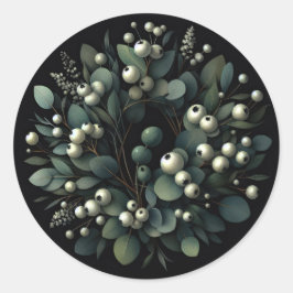 Eukalyptus und Snowberries Wasserfarbe Runder Aufkleber