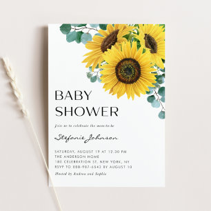 Eukalyptus und Sonnenblumen Kinderdusche Einladung
