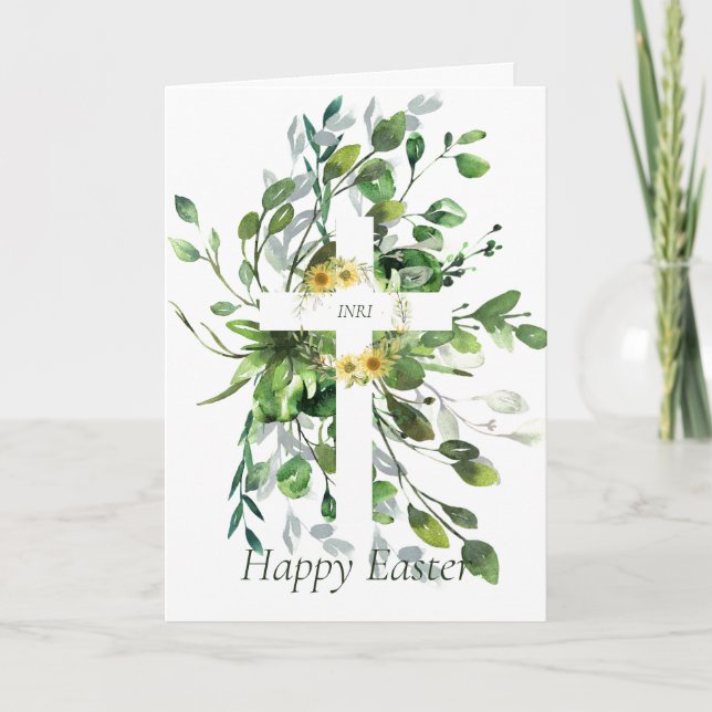 Eukalyptus und Sonnenblumen überqueren Ostern Karte (Vorderseite)