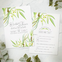 Eukalyptus verlasse Aquarellgrün Brautparty RSVP Karte