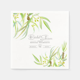 Eukalyptus verlasse Aquarellgrün Brautparty Serviette