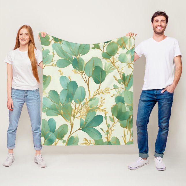 Eukalyptus Verlasse ein grünes und goldenes Design Fleecedecke (Beispiel)