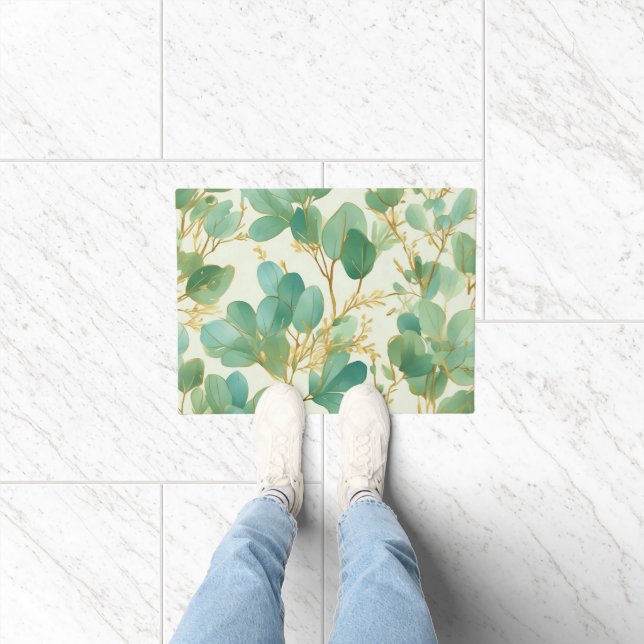 Eukalyptus Verlasse ein grünes und goldenes Design Fußmatte (Indoor)