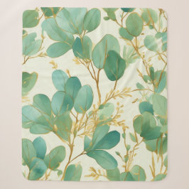 Eukalyptus Verlasse ein grünes und goldenes Design Sherpadecke