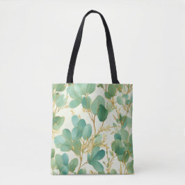 Eukalyptus Verlasse ein grünes und goldenes Design Tasche