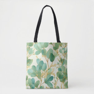 Eukalyptus Verlasse ein grünes und goldenes Design Tasche