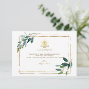 Eukalyptus Verlasse Gold Erstkommunion Dankeskarte