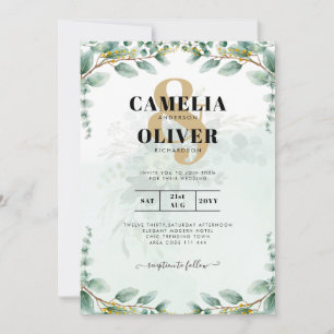 Eukalyptus Verlasse GOLD WEDD QR CODE BUDGET Einladung