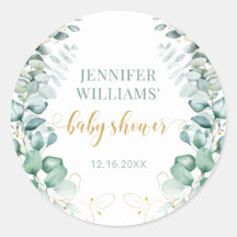 Eukalyptus verlasse goldene Babydusche Rundkleber