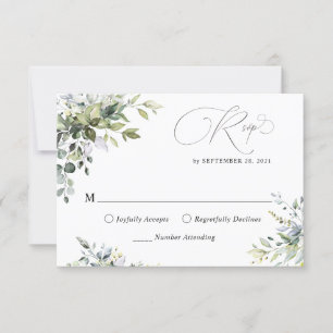 Eukalyptus Verlasse Greenery Wedding RSVP Card Einladung