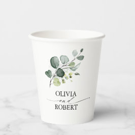 Eukalyptus Verlasse Grüne Elegant Minimalistisch Pappbecher