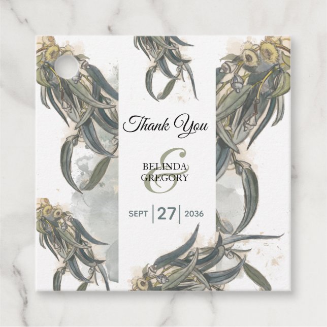 Eukalyptus Verlasse Grüne Hochzeit Geschenkanhänger (Vorderseite)
