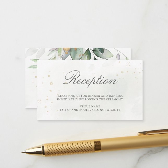 Eukalyptus Verlasse Grüne Hochzeitsempfehlung Begleitkarte (Vorderseite/Rückseite Beispiel)