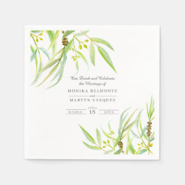 Eukalyptus verlasse Hochzeit mit grünem Aquarell Serviette