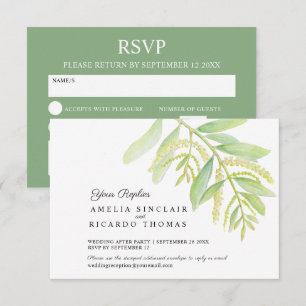 Eukalyptus verlasse Hochzeit mit grünem Wasser RSVP Karte