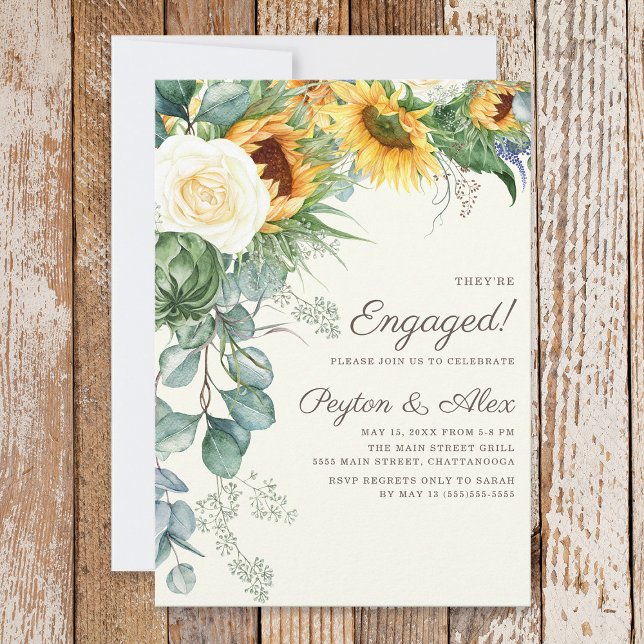 Eukalyptus-Verlobung Einladung (Sunflowers and eucalyptus engagement party invitation)