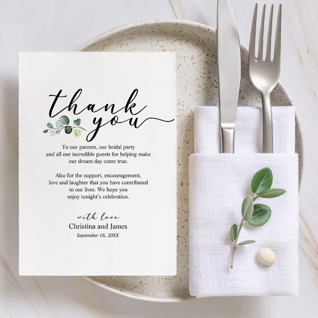 Eukalyptus Vielen Dank für Ihre Hochzeitsempfangsk (Eucalyptus Thank You Wedding Reception Card)