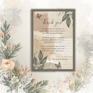 Eukalyptus Vintage Boho Grünzeug Hochzeit Dankeskarte